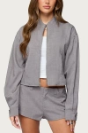 Edikted Roshelle High Neck Jacket In Gray