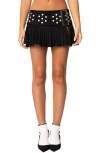 Edikted Roxy Side Slit Pleated Miniskirt In Black