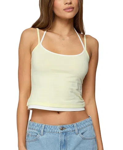 Edikted Roya Layered Halter Tank Top In Yellow