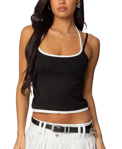 Edikted Roya Layered Halter Tank Top In Black