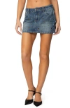Edikted Ruari Studded Denim Mini Skirt In Blue-washed