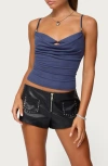 Edikted Ruched Crop Camisole In Blue