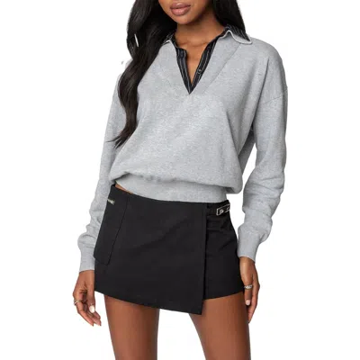 Edikted Rue Double Collared Sweater In Gray
