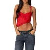 Edikted Ruffle Asymmetric Crop Top In Red