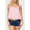 Edikted Ruffle Mesh Babydoll Tank Top In Pink