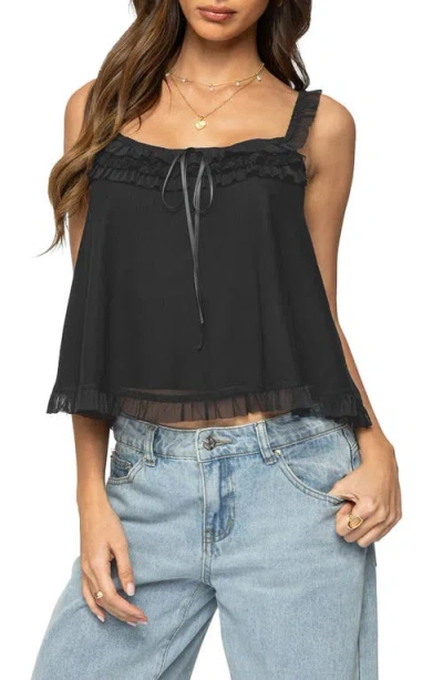 Edikted Ruffle Mesh Babydoll Tank Top