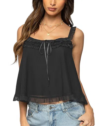 EDIKTED RUFFLE MESH BABYDOLL TANK TOP