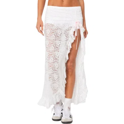 EDIKTED EDIKTED RUFFLE SHEER LACE MAXI SKORT