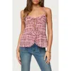 Edikted Chiffon Printed Tie Front Ruffle Top