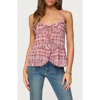 EDIKTED EDIKTED RUFFLE TIE FRONT CHIFFON CAMISOLE