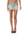 Edikted Rumble Low Rise Distressed Denim Miniskirt In Light Blue