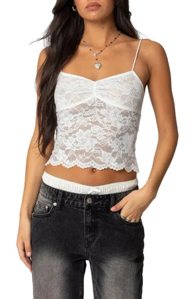 Edikted Rut Floral Lace Tank Top In White