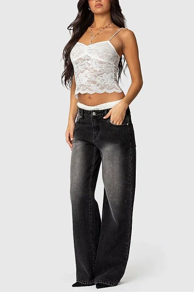 Edikted Rut Sheer Lace Tank Top In White, Women's At Urban Outfitters
