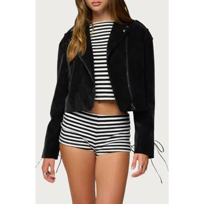EDIKTED EDIKTED RYDER FAUX SUEDE BIKER JACKET