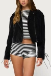 Edikted Ryder Faux Suede Biker Jacket In Black