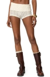 Edikted Rye Sheer Textured Fold Over Shorts In Cream