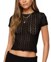 Edikted Rye Sheer Textured T Shirt In Black