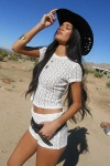 Edikted Rye Sheer Textured T-shirt Top In Cream, Women's At Urban Outfitters