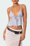 Edikted Rylee Tie Front Open Back Top In Light-blue