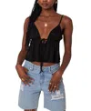 Edikted Rylee Tie Front Open Back Camisole In Black