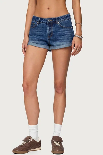 Edikted Rylin Low-rise Denim Shorts In Blue/washed, Women's At Urban Outfitters