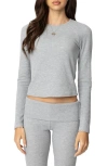 Edikted Sab Waffle Knit Long Sleeve Top In Gray-melange