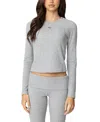Edikted Sab Waffle Knit Long Sleeve Top In Gray Melange