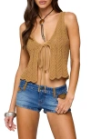 Edikted Sadiee Split Front Knit Top In Brown