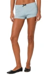Edikted Saffron Scrunched Lace Trim Cotton Blend Shorts In Blue