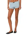 Edikted Saffron Scrunched Lace Trim Cotton Blend Shorts In Blue