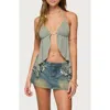 Edikted Safi Backless Split Front Halter Top In Gray