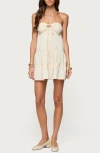 Edikted Safie Strapless Tiered Cotton Minidress In Neutral