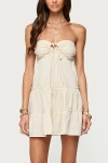 Edikted Safie Strapless Tiered Cotton Minidress In White