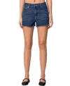 Shop Edikted Sahara High Rise Denim Shorts In Blue