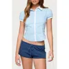Edikted Saide Contrast Tailored Button Up Shirt In Blue