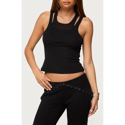 Edikted Sammy Layered Crop Tank In Black