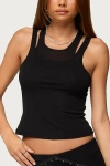 Edikted Sammy Layered Crop Tank In Black