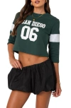 Edikted San Diego Football Cotton Crop Graphic T-shirt In Dark-green
