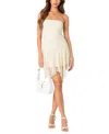 Edikted Sandia Asymmetric Lace Mini Dress In Beige