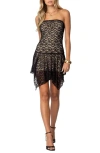 Edikted Sandia Strapless Floral Lace Minidress In Black