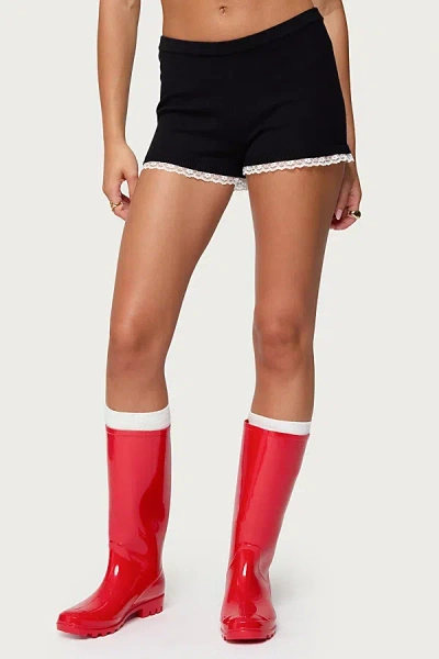 Edikted Sansa Lacey Knit Micro Shorts In Black, Women's At Urban Outfitters