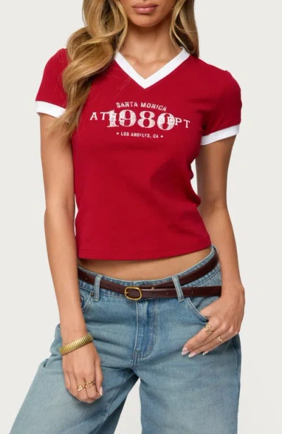 EDIKTED EDIKTED SANTA MONICA V-NECK RINGER T-SHIRT