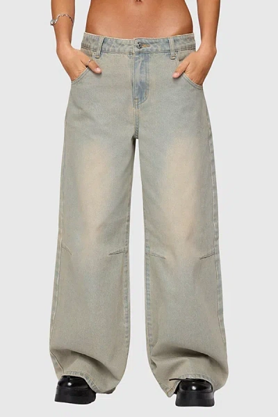 Edikted Santi Low Rise Wide Leg Light Rinse Jeans In Blue