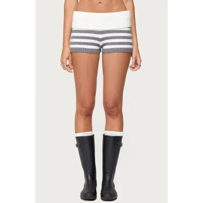 EDIKTED EDIKTED SAPHI STRIPE FOLDOVER WAIST KNIT SHORTS