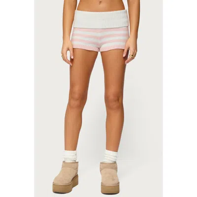 Edikted Saphi Stripe Knit Shorts In Neutral
