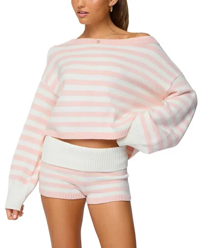 Edikted Saphi Stripe Oversize Long Sleeve Knit Top In Multi