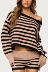 Edikted Saphi Stripe Oversize Knit Top In Neutral