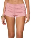 Edikted Sapir Fringe Faux Suede Shorts In Pink