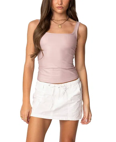 EDIKTED SARAH SHINY SQUARE NECK TANK TOP