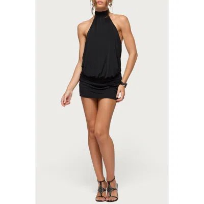Edikted Saraya Open Back Halter Minidress In Black